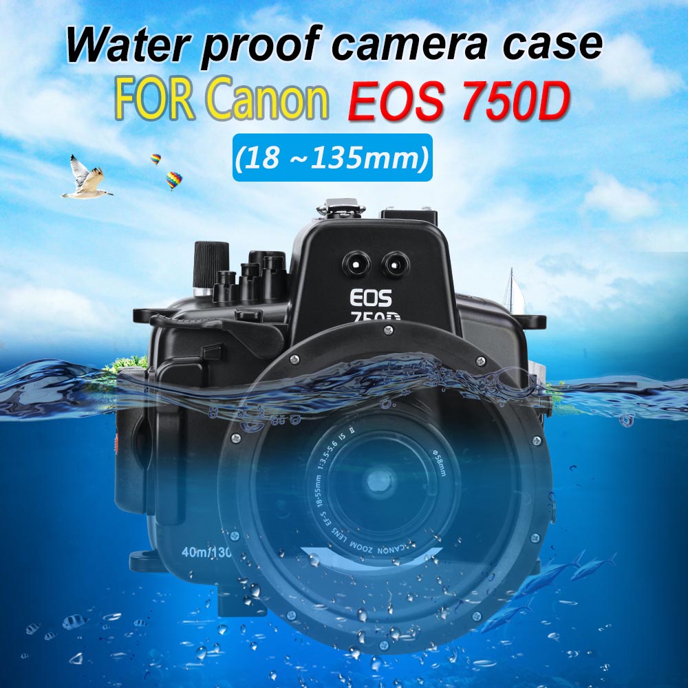 Sea Frogs 40M/130ft Underwater Camera Waterproof Housing For Canon 750D（18-135mm）