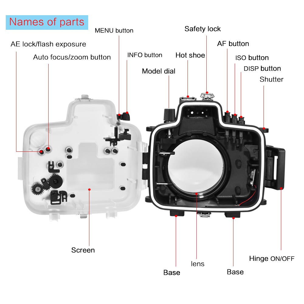 Sea Frogs 40M/130FT Underwater waterproof camera housing case for Canon 760D (18-55mm)
