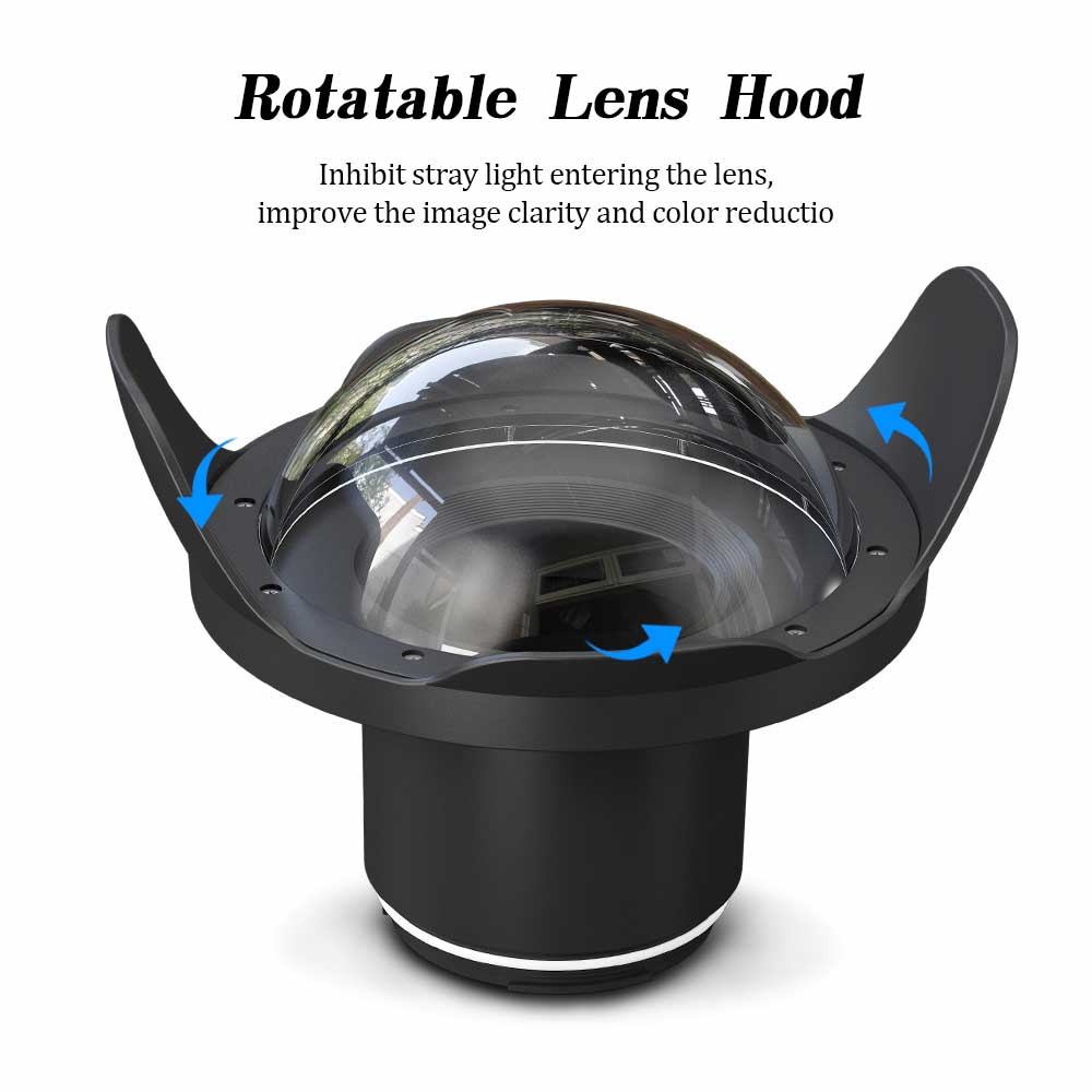 WA006-A  40M/130FT 8" inch wide angle dome port for waterproof camera case （φ 90mm* L 106mm）