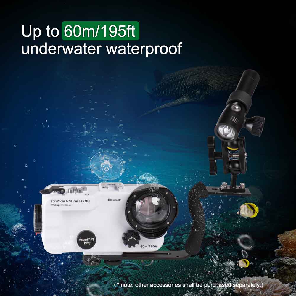 60M/195FT scuba diving bluetooth mobile housing for iphone 6/7/8/XS/MAX