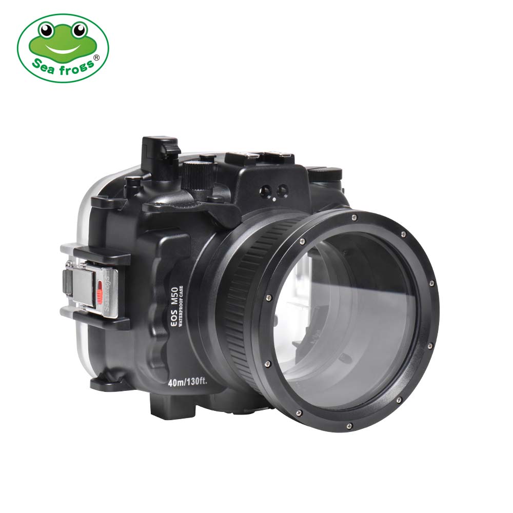 Sea Frogs 40M/130FT Camera Underwater Waterproof Housing For Canon EOS-M50 / EOS-M50 II With Flat Port (18-55mm/15-45mm/11-22mm)