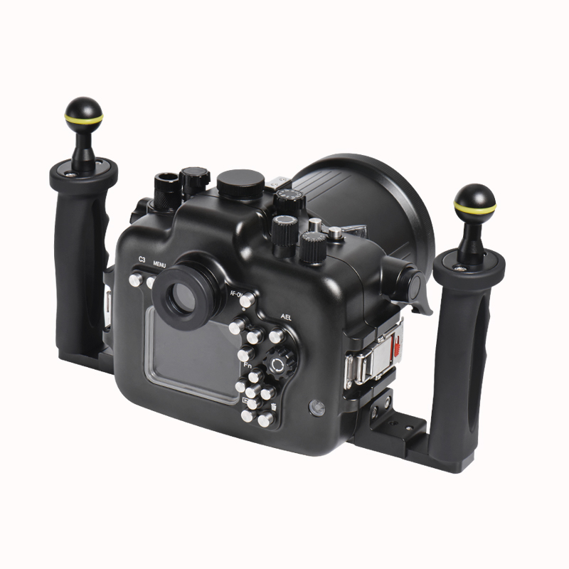 100M/325FT Aluminum Alloy Underwater Camera Housing For Sony A9 With Flat Long Port (90mm)
