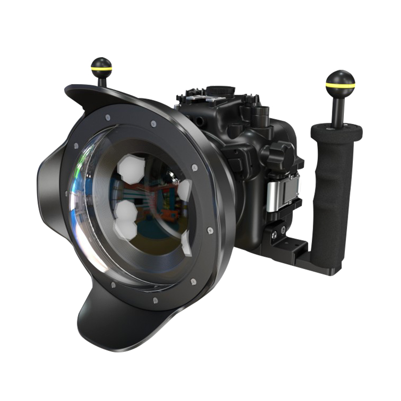 100M/325FT Aluminum Alloy Underwater Camera Housing For Sony A7R III With Standard Glass Dome Port (16-35mm)