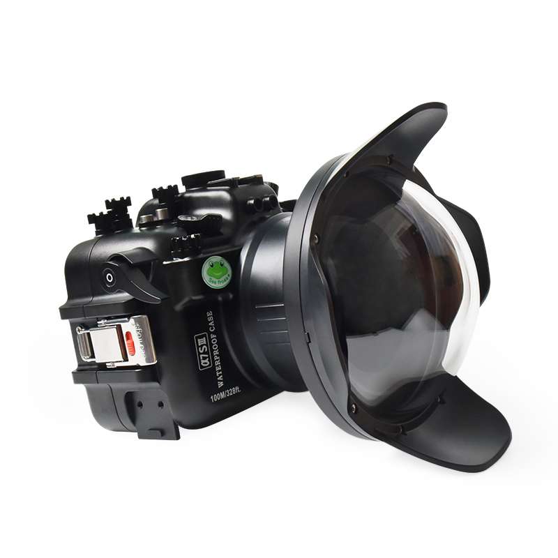 100M/325FT Aluminum Alloy Underwater Camera Housing For Sony A7S III With Standard Glass Dome Port (16-35mm)