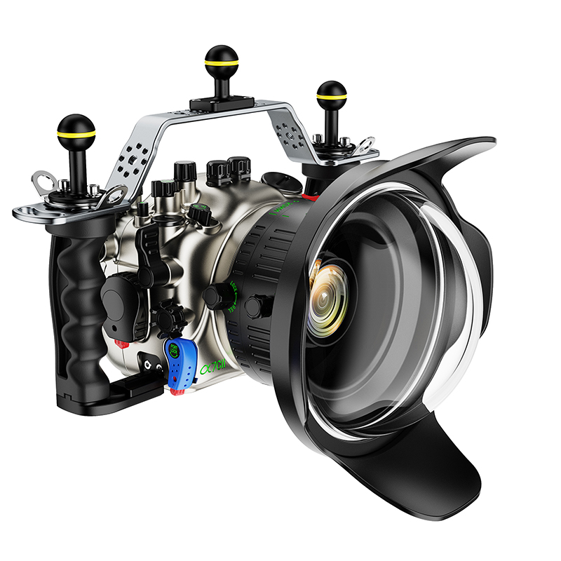 Sea Frogs 100M/328FT  Aluminum Underwater Housing With Glass Dome Port For Sony A7C-II (GREY)